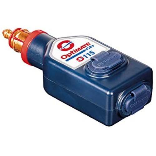 OptiMATE USB O-115, 3300mA dual output weatherproof USB charger, with BIKE plug (fits BMW, Triumph, Ducati Multistrada)