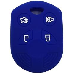 Ezzy Auto Blue 4 Buttons Silicone Rubber Key Fob Case Key Cover Key Jacket Skin Protector fit for Fusion