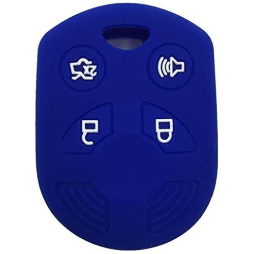 Ezzy Auto Blue 4 Buttons Silicone Rubber Key Fob Case Key Cover Key Jacket Skin Protector fit for Fusion