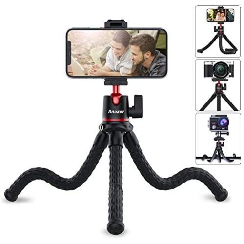 Phone Tripod, Anozer Flexible Tripod with Universal Clip&Cold Shoe Mount,Adjustable Mini Tripod Stand Holder Compatible with iPhone/Android/Camera/GoPro, iPhone Tripod for Live Streaming YouTube