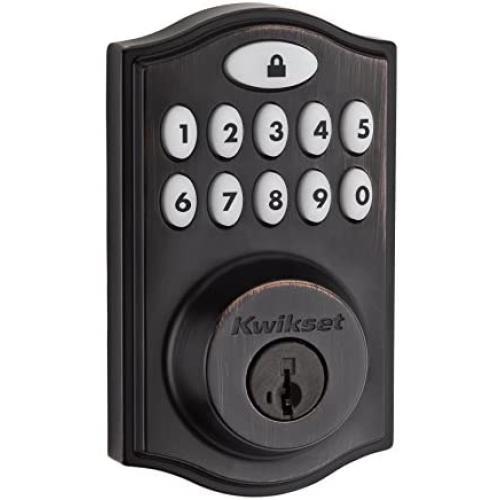 Kwikset 99140-008 SmartCode 914 Keypad Keyless Entry Zigbee Smart Lock Connected Deadbolt Door Lock Featuring SmartKey Security in Venetian Bronze