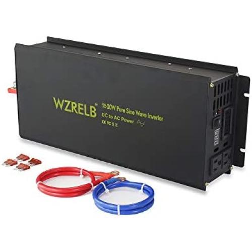 WZRELB Power Inverter 1500w Pure Sine Wave Inverter 12v 120v DC AC Converter