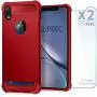 iPhone XR Case with Card Holder and[Screen Protector Tempered Glass x2Pcs] SUPBEC Protective Ultra-Thin-Slim Cover with Silicone TPU Shockproof Rubber Wallet Case for iPhoneXR 6.1''-Red