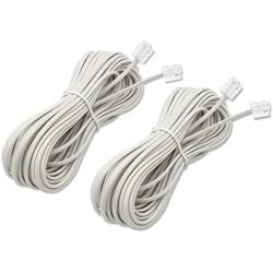 RJ11 6P2C Telephone Line Cord Phone Extension Straight Cable Wire 6p2c Pin Plug Male to Male plug Modular Landline Cable Fax Modem, 10M/ 32Feet Long White (2 of Pack)