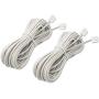 RJ11 6P2C Telephone Line Cord Phone Extension Straight Cable Wire 6p2c Pin Plug Male to Male plug Modular Landline Cable Fax Modem, 10M/ 32Feet Long White (2 of Pack)