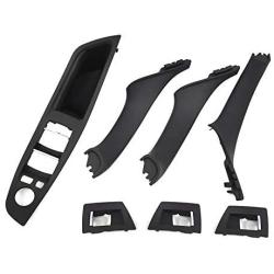 Window Switch Panel & Inner Door Panel Handle Pull Trim Cover Set Replacement for 2010-2016 BMW 5 Series 520 523 525 528 530 535 F10 F11 F18 Black Replaces 51417225873