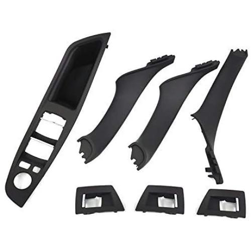 Window Switch Panel & Inner Door Panel Handle Pull Trim Cover Set Replacement for 2010-2016 BMW 5 Series 520 523 525 528 530 535 F10 F11 F18 Black Replaces 51417225873