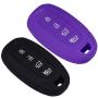 Lcyam Key Fob Cover Silicone Case Remote Holder Fits for 2019 2020 Hyundai Kona Santa Fe Veloster Sonata Keyless Smart Key 4 Button (Black Purple)