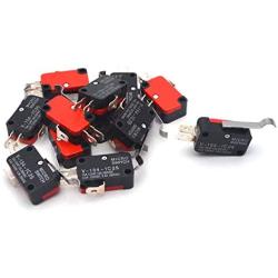Antrader 12-Pack V-154-1C25 Micro Limit Switch Momentary SPDT Snap Action 3 Pin Long Straight Hinge Lever Type Arm