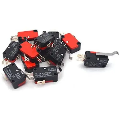 Antrader 12-Pack V-154-1C25 Micro Limit Switch Momentary SPDT Snap Action 3 Pin Long Straight Hinge Lever Type Arm