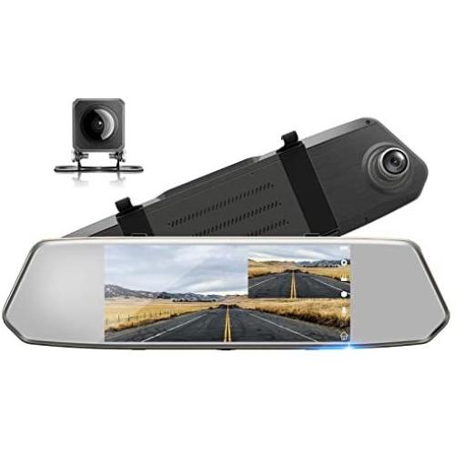 TOGUARD Backup Camera for Cars 7'' Mirror Dash Cam Touch Screen 1080P Rear View Mirror Camera Front and Rear Dual Lens with Waterproof Reversing Camera Parking Assistance
