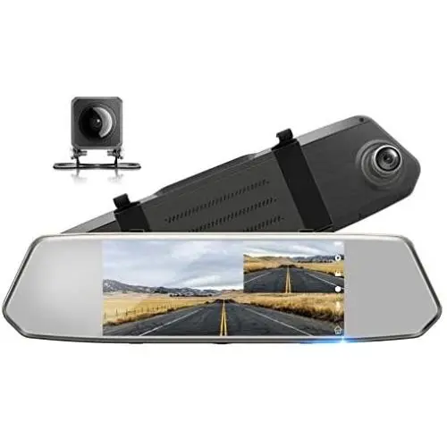 TOGUARD Backup Camera for Cars 7'' Mirror Dash Cam Touch Screen 1080P Rear View Mirror Camera Front and Rear Dual Lens with Waterproof Reversing Camera Parking Assistance