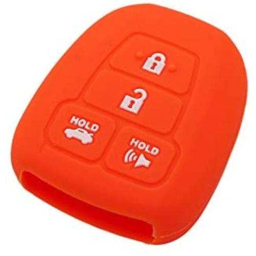 SEGADEN Silicone Cover Protector Case Holder Skin Jacket Compatible with TOYOTA 4 Button Remote Key Fob CV2407 Orange