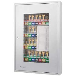 BARSKA CB12950 Key Lock 50 Position Key Cabinet with Glass Door Grey, Gray, 15'' x 3'' x 21.75''