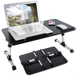 8AMTECH Laptop Stand for Desk, Ajustable Laptop Table with Foldable Legs Notebook Computer Desk for Laptop Reading and Writing Lap Tray for Eating in Bed Sofa Couch Floor (Black, Medium)