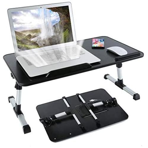 8AMTECH Laptop Stand for Desk, Ajustable Laptop Table with Foldable Legs Notebook Computer Desk for Laptop Reading and Writing Lap Tray for Eating in Bed Sofa Couch Floor (Black, Medium)