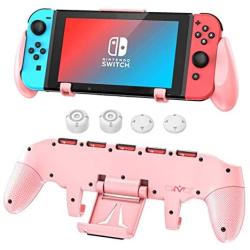 Switch Pink Grip Compatible with Nintendo Switch, OIVO Ergononmic Hand Grip, Upgraded with Adjustable Stand for Nintendo Switch- Pink