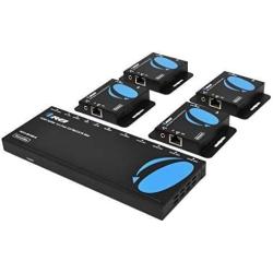 OREI 1x4 HDMI Extender Splitter Multiple Over Single Cable CAT6/7 1080P with IR Remote EDID Management - Up to 165 Ft - Loop Out - Low Latency - Full Support
