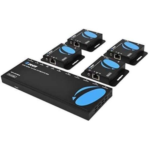 OREI 1x4 HDMI Extender Splitter Multiple Over Single Cable CAT6/7 1080P with IR Remote EDID Management - Up to 165 Ft - Loop Out - Low Latency - Full Support
