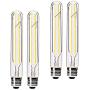 Dimmable 6W Tubular LED Bulbs, 3000K Warm White,Edison Style Filament Light Bulb, T10 Vintage Bulb 60 Watt Equivalent, E26 Medium Base 550LM,Clear Glass Cover, 7.3in(185mm),4-Pack