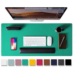 Leather Desk Pad Protector,Mouse Pad,Office Desk Mat, Non-Slip PU Leather Desk Blotter,Laptop Desk Pad,Waterproof Desk Writing Pad for Office and Home (36'' x 17'', Vivid Green)