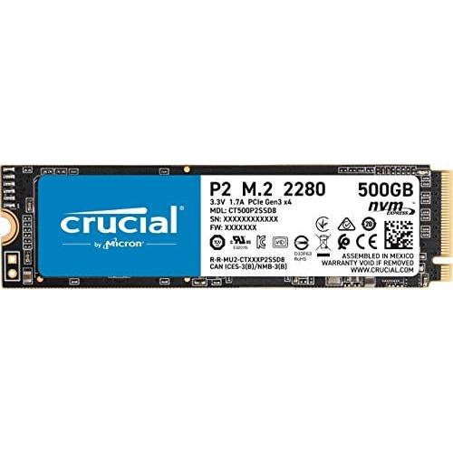 Crucial P2 500GB 3D NAND NVMe PCIe M.2 SSD Up to 2400MB/s - CT500P2SSD8