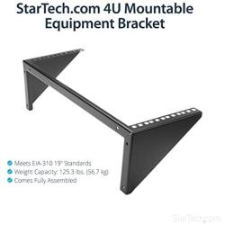 StarTech - RK419WALLV .com 4U Wall Mount Patch Panel Bracket - 19 inch Steel Vertical Mounting Rack for Network and Data Equipment (RK419WALLV) Black