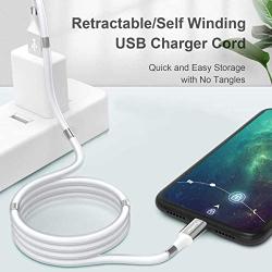 Magnetic Phone Charge Cable,(0.9M/3FT) USB Type C Retractable Fast Charging Cord Self Winding Super Organized Neatly Arranged Nano Portable 360 Degree Coiling Data Cords for Android Device (White)