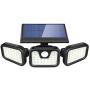 ZEVEZ Solar Lights Outdoor, 3 Heads 74LEDs Solar Motion Sensor Light Outdoor, Solar Security Lights 270° Illumination IP65 Waterproof for Entryway, Patio Yard, Garage and Pathway(1 pack)