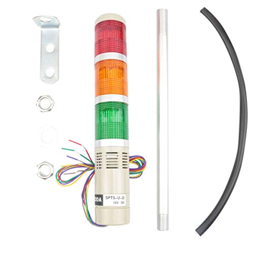 Nxtop Industrial Lamp Post LED Alarm Circular Tower Lamp Indicator Continuous Light Light Warning Lamp Buzzer Red Green Yellow DC 12V