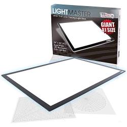US Art Supply Lightmaster Giant 45-1/4'' Diagonal (A1) 26 3/4'' x 36 3/4'' LED Lightbox Board- 12-Volt Super-Bright Ultra-Thin 3/8'' Profile Light Box Pad with 110V AC Power Adapter & Dimmable LED Lamps