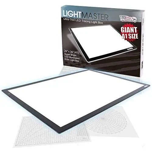 US Art Supply Lightmaster Giant 45-1/4'' Diagonal (A1) 26 3/4'' x 36 3/4'' LED Lightbox Board- 12-Volt Super-Bright Ultra-Thin 3/8'' Profile Light Box Pad with 110V AC Power Adapter & Dimmable LED Lamps