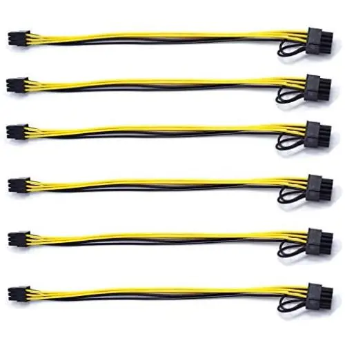 Endlesss 6 Pin Male to 8 Pin (6+2) Male PCIe Adapter Power Cable PCI Express Extension Cable 12.5 Inches (6 Pack) Endlesss 6 Pin Male to 8 Pin (6+2) Male PCIe Adapter Power Cable PCI Express Extension Cable 12.5 Inches (6 Pack)