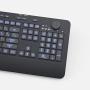 Azio Wireless Keyboard with Large Print Keys, Blue Color Backlight, 2.4gHz USB-RF Rechargeable and Multimedia Productivity Hotkeys (Vision Series KB510W)