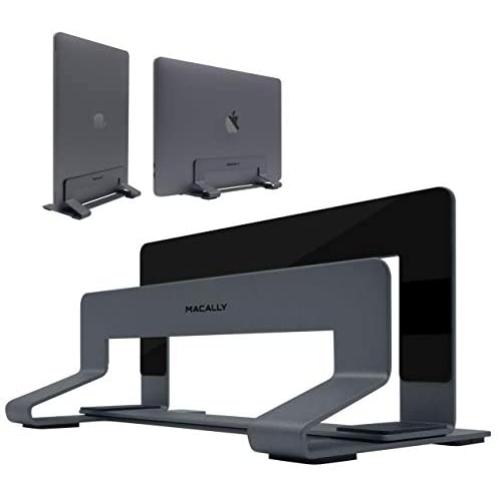 Macally Vertical Laptop Stand for Desk - Adjustable Laptop Holder for Universal Compatibility - Saves Space & Improves Device Airflow - Use as MacBook Stand or Laptop Dock - Weighted Steel Frame