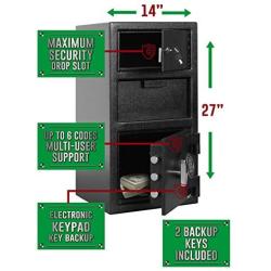 Templeton Standard Depository Drop Safe & Lock Box, Electronic Multi-User Keypad Combination Lock with Key Backup, Anti Fishing Security, 1.5 CBF Black