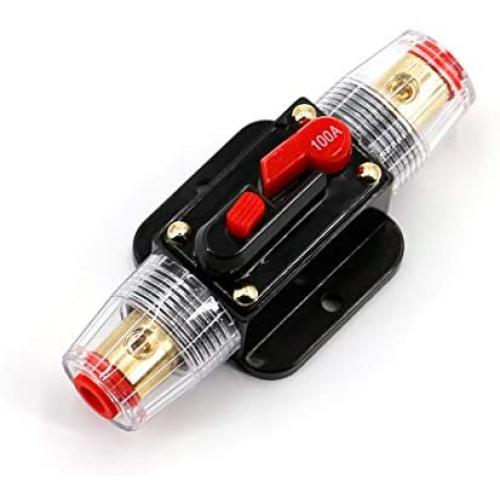 UTSAUTO Circuit Breaker 100Amp Resettable Fuse Circuit Breaker Auto Car Stereo Inline Fuse Holders Inverter, Manual Reset 12V-24V DC for Automotive Marine Boat Audio System Protection