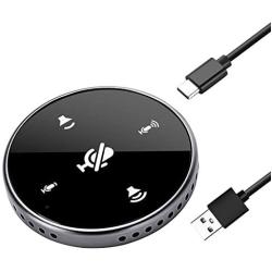 USB Conference Microphone with Speaker,Omnidirectional Speakerphone Computer Mic with 360º Voice Pickup, Touch-Sensor Buttons to Mute/Volume for Streaming, VoIP Call,Skype, Webinar, Interview-Black