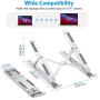 Portable Laptop Stand for Desk - OMOTON LA02 Adjustable Foldable Aluminum Laptop Holder Riser, Compatible with MacBook Air, MacBook Pro, HP, Dell, Lenovo and More (Up to 15.6), Silver