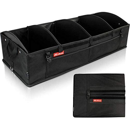 Home Innovation Trunk Organizer for SUV Car, Truck, Auto, Minivan - 4 Adjustable Compartments Foldable Portable Trunk Organizer, Heavy Duty Durable Car Organizer, Removable Flexible Cargo Storage Bag