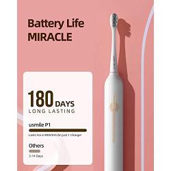usmile P1 Sonic Electric-Toothbrush Last for 6 Months on One Charge with Replacement Brush Heads, Sensitive Gum Care, 6 Cleaning Modes Automatic Timer Rechargeable 2020 New