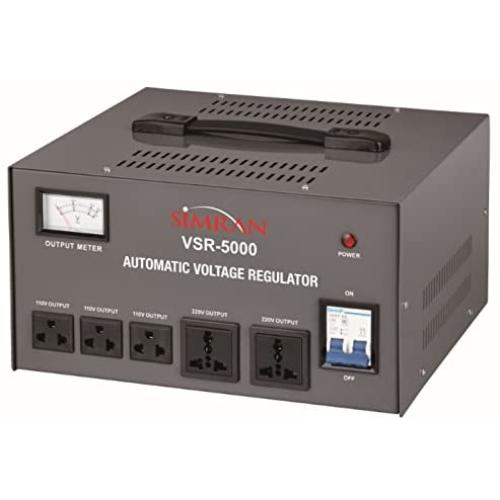 Simran 5000 Watt Step Up/Down Voltage Transformer Converter Box with Built-in Voltage Regulator for 110V-240V, Circuit Breaker Protection, VSR-5000