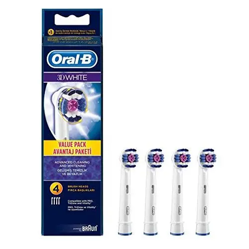 3D White Electric Toothbrush Replacement Heads Refill by Oral B Genuine Braun Refill (4 Heads) 3D White Electric Toothbrush Replacement Heads Refill by Oral B Genuine Braun Refill (4 Heads)