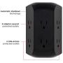 GE UltraPro 6-Outlet Surge Protector Adapter Spaced, 3-Prong Power Strip Wall Tap, Charging Station, Side Access, Black, 47822
