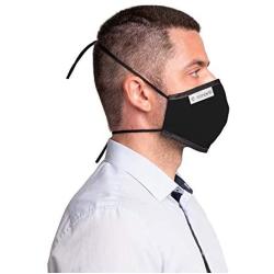 SONOVIA SonoMask Men Face Mask Nose Clip Inside wire Reusable Dual Layer Face Masks, Made in Israel (3, Black Head Strap For Men)