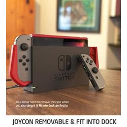 Mumba Dockable Case for Nintendo Switch, [Blade Series] TPU Grip Protective Cover Case Compatible with Nintendo Switch Console and Joy-Con Controller (Red)
