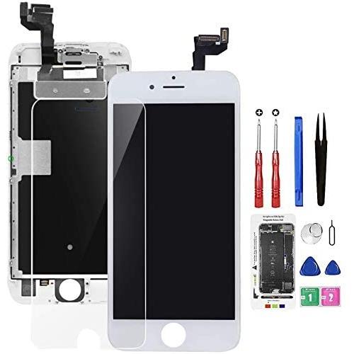 for iPhone 6S Screen Replacement White, Drscreen LCD Touch Digitizer Complete Display for A1633, A1688, A1700,with Proximity Sensor Ear Speaker Front Camera Screen Protector + Repair Tool