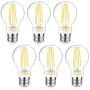 Ascher 60 Watt Equivalent, E26 LED Filament Light Bulbs, Daylight White 4000K, Non-Dimmable, Classic Clear Glass, A19 LED Light Bulb/6-Pack