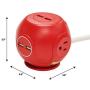 Accell Power Cutie - Compact Surge Protector with 3 Tamper Resistant 540J Surge Protected AC outlets and 4 USB-A Charging Ports, 4ft Cord, Red