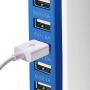 USB Tower Power Adapter 6-Port Smart IC Tech Charging Station with Quick Charge 2.1 for Phone, Tablets, and More (Blue)